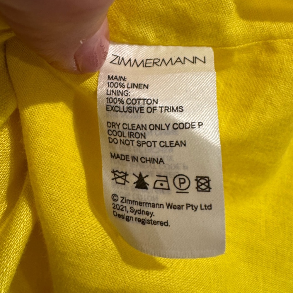 Zimmermann yellow linen Shelly plunge bow mini dress - Picture 13 of 14